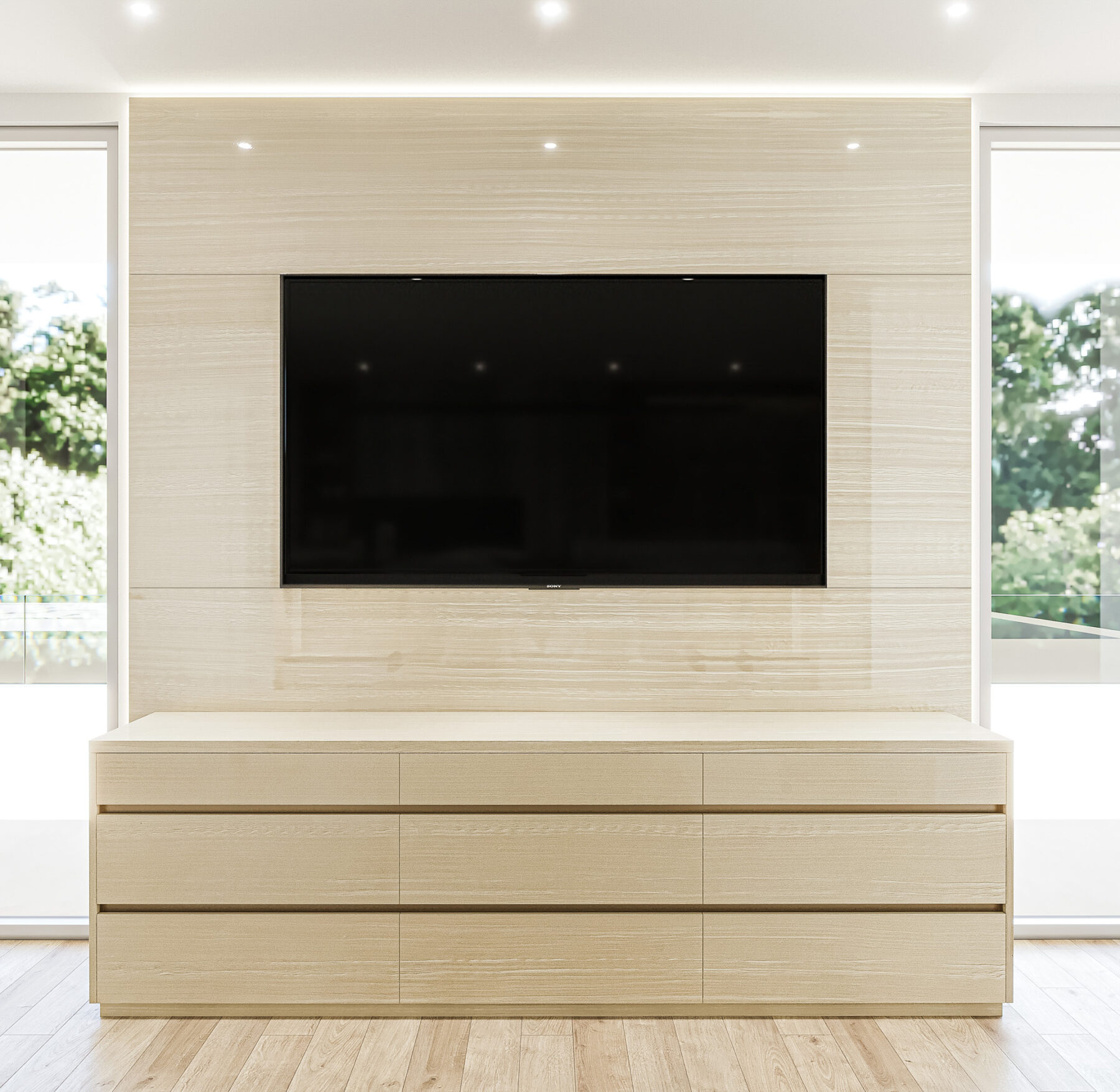TV Wall and Console - Kinon Surface Design Inc.